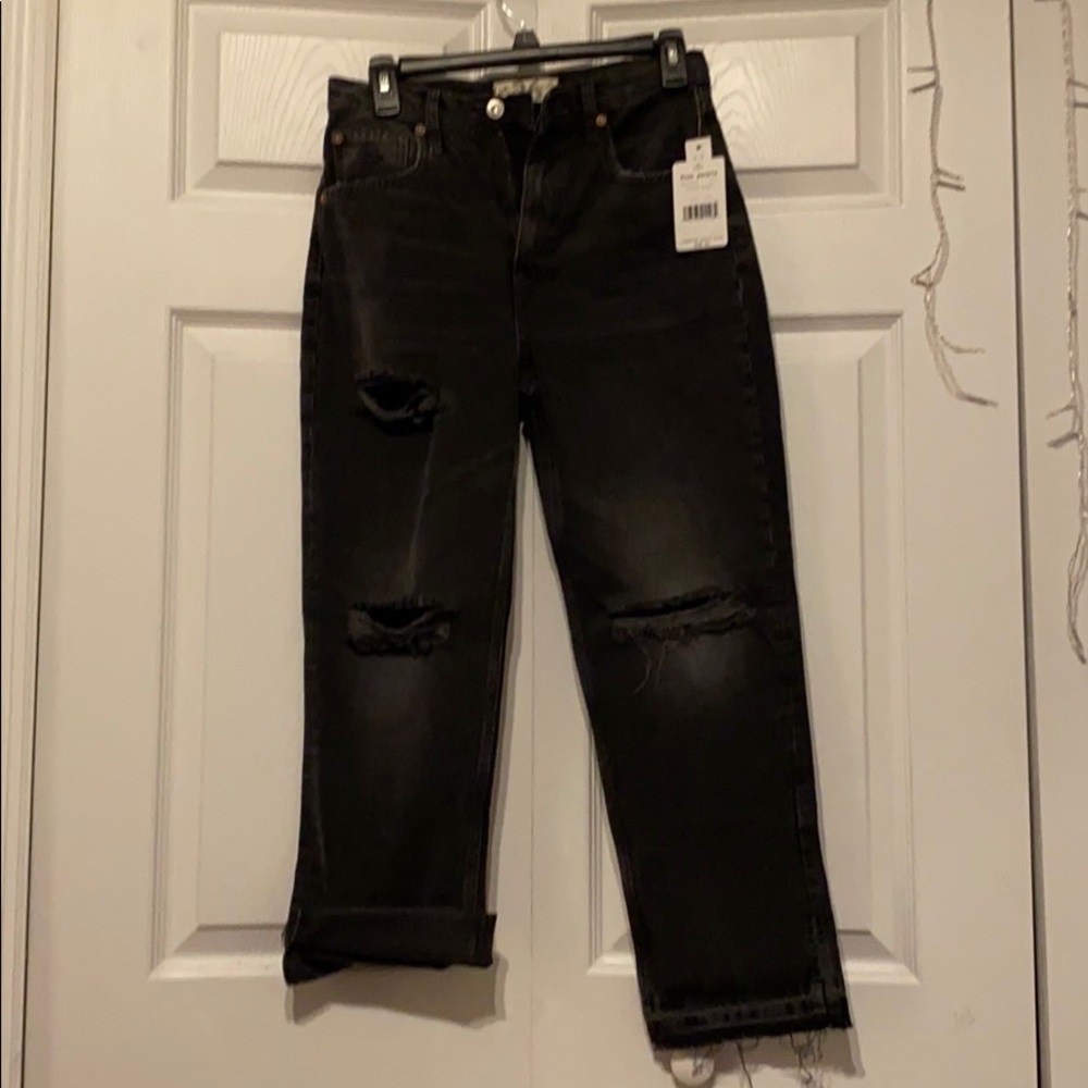 Free People Black ripped jeans